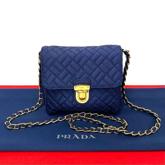 Prada Handbags - Prada Nylon Saffiano Leather Shoulder Bag